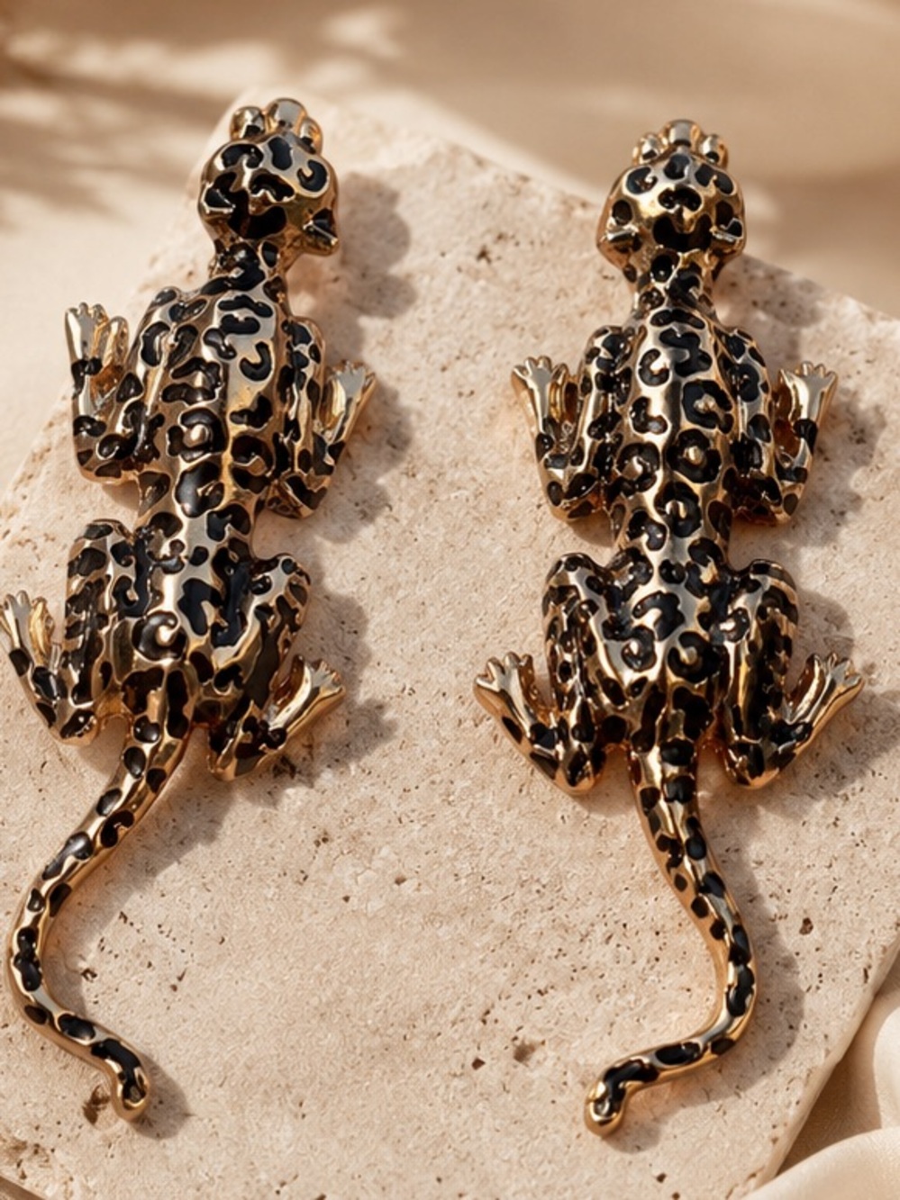 Gold and Black Leopard earrings